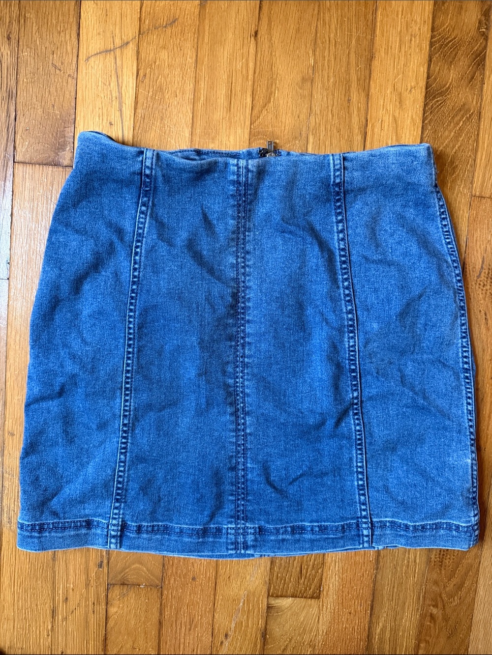 Free People Blue Denim Panel A-Line Skirt